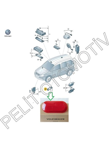 pelit oto Caddy	 (2004-2015 Kapı Reflektörü 6Q0947419