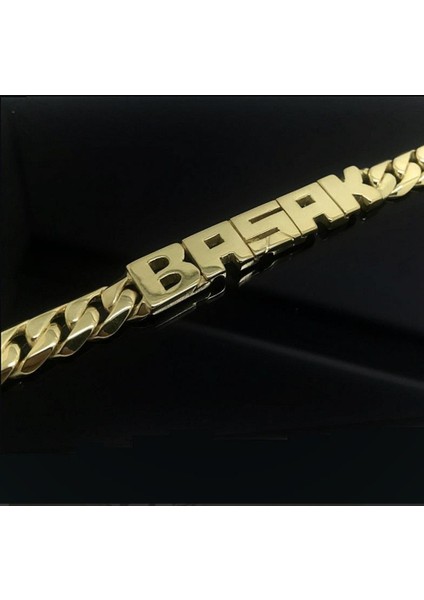 Kişiye Özel Başak Yazılı Oynak Isim Künye 925 Ayar Gümüş Sarı Renk Bileklik Sarı,roze Seçeneği