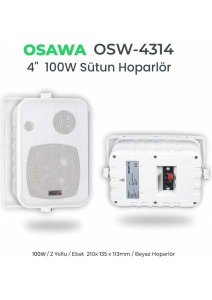 Osw 4314 T Duvar Hoparlörü-Trafolu 10 cm 100 W 4 Inç