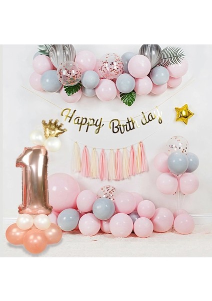 Çıtıpıtıstore Pembe Rose Gold Renk 1 Yaş Doğum Günü Seti