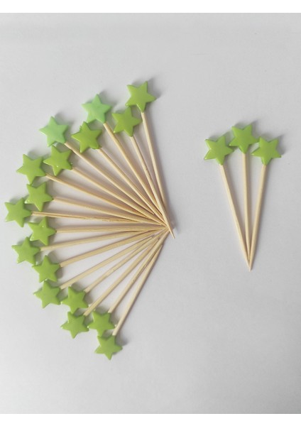 100 Adet Dekoratif Yıldız Parti Kürdanı 6 cm Yeşil - Yıldız 10 mm fiyatları