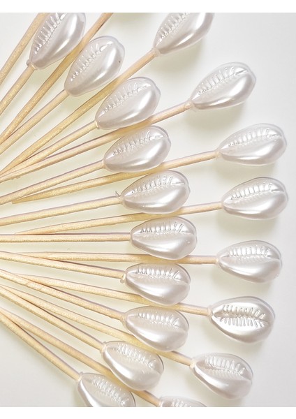 45 Adet Dekoratif Deniz Kabuğu Inci Parti Kürdanı 6 cm - Inci 2 cm