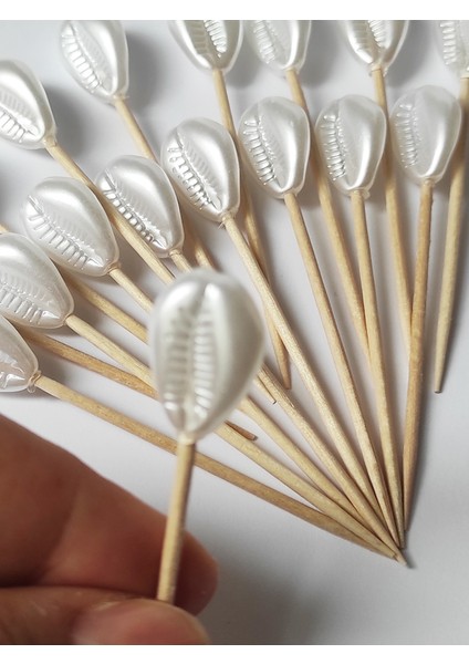 45 Adet Dekoratif Deniz Kabuğu Inci Parti Kürdanı 6 cm - Inci 2 cm modelleri