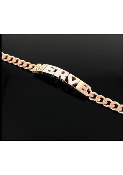 Kişiye Özel Merve Yazılı Isim Künye 925 Ayar Gümüş Beyaz Renk Bileklik Sarı,roze Seçeneği