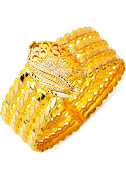 Yaşam Çiçeği Kilitli Burma Altın Bilezik