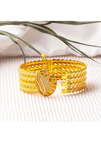 Yaşam Çiçeği Kilitli Burma Altın Bilezik modelleri