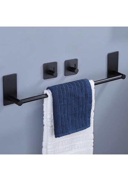 Paslanmaz Çelik Havluluk & 2 Adet Bornoz Askısı - 45CM Havluluk Havlu Askısı Takım Düzenleyici Askı