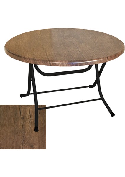 Klasik Katlanır Werzalit Tabla Yuvarlak Masa Q107CM - Rustik Dark