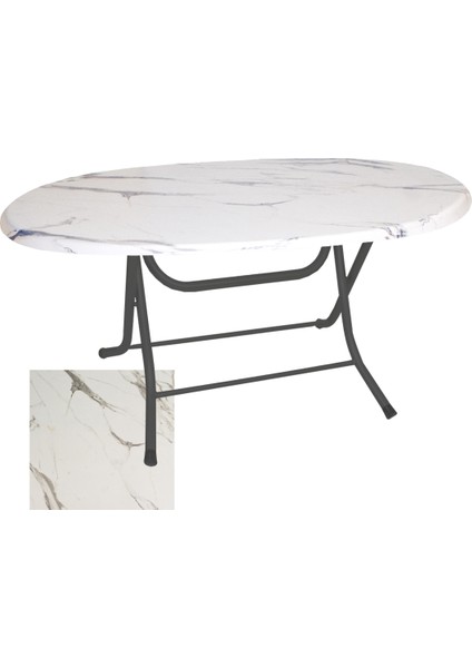Klasik Katlanır Werzalit Tabla Yuvarlak Masa 94X146CM - Afyon Mermer