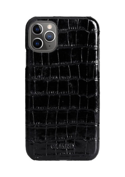 Siyah Croco iPhone 11 Hakiki Deri Telefon Kılıfı