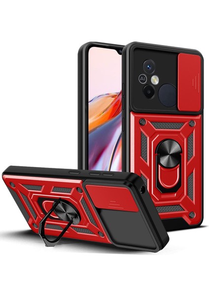 Xiaomi Redmi 12C Kılıf Ultra Korumalı Yüzüklü Manyetik Sürgülü Vega Kapak