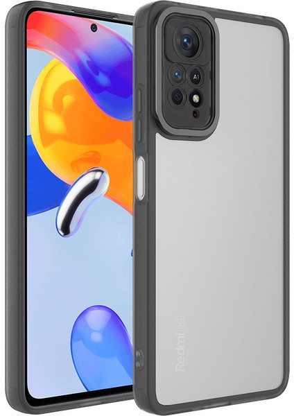 Xiaomi Redmi Note 11 Pro Kılıf Kamera Korumalı Renkli Kenarlı Arkası Şeffaf Post Silikon