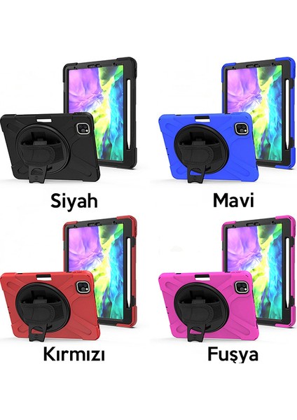 iPad Air 4. Nesil 10.9 Kılıf Shockproof 3 Katmanlı Standlı Zırh Kılıf Kalem Yerli modelleri