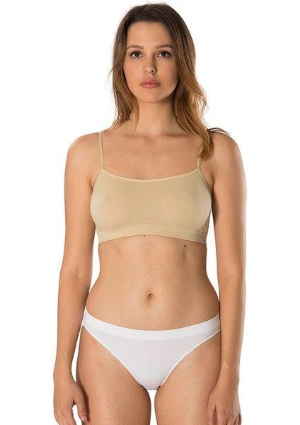 Ince Ip Askılı Crop Top Büstiyer Crop Ten