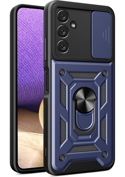 Samsung Galaxy A24 Kamera Korumalı Sürgülü Yüzüklü Pars + Ekran Koruyucu Kılıf