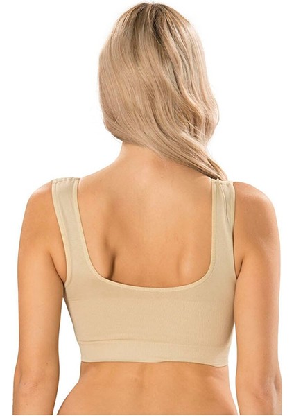 Kadın Kalın Askılı Crop Top Pedli Büstiyer Ten modelleri