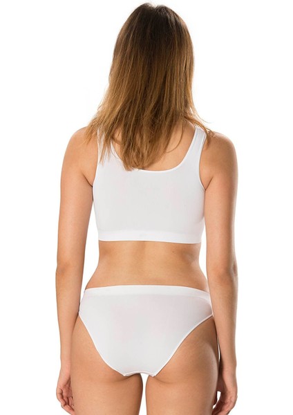 Kalın Askılı Crop Top Büstiyer Crop Beyaz