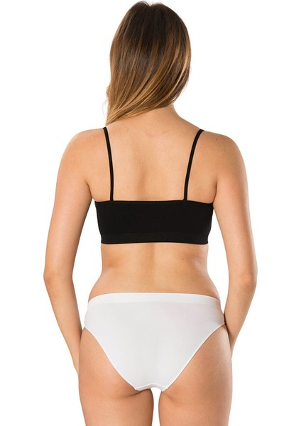 Ince Ip Askılı Crop Top Büstiyer Crop Siyah