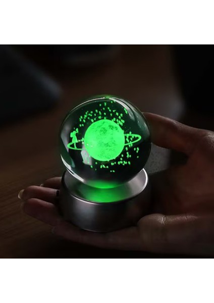 Satürn Işıklı Cam Küre 8cm*6cm Kar Tanesi Kolye Hediyeli fiyatları