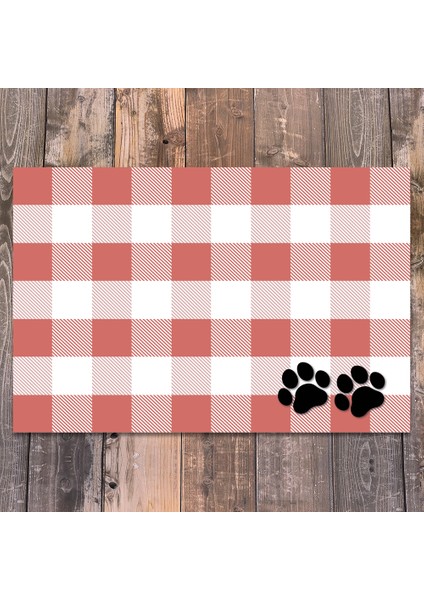 Vinil Kaymaz Tabanlı Keçe Baskılı Evcil Hayvan Pet Mama Paspası 45x100