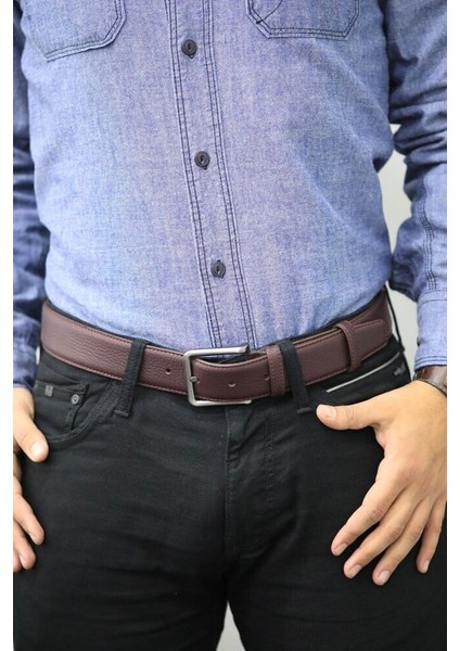 Mat Deri Erkek Kemeri 4 cm - Bordo