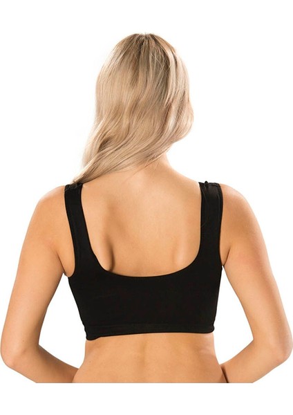 Kadın Kalın Askılı Crop Top Pedli Büstiyer Siyah modelleri