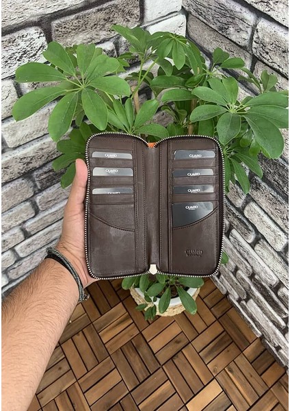 Koyu Kahverengi Croco Baskılı Fermuarlı Portföy Cüzdan fiyatları