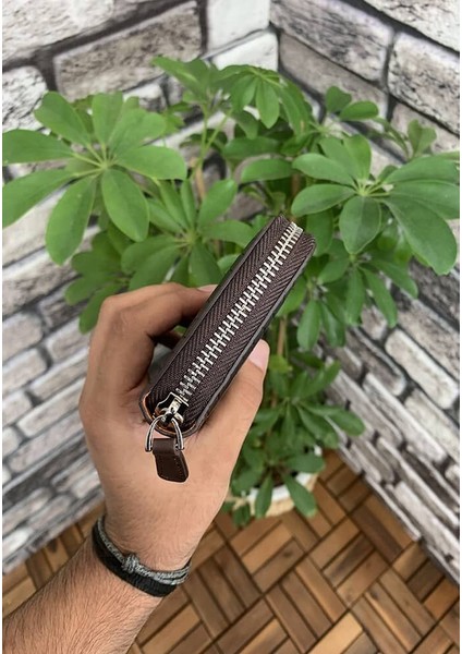 Koyu Kahverengi Croco Baskılı Fermuarlı Portföy Cüzdan modelleri