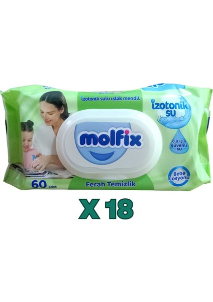 Izotonik Sulu Islak Mendil 60'lı 18PAKET 18X60