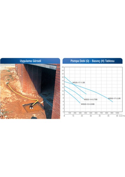 Wsd 20-12 0.75HP 220V Açık Fanlı Pis Su Dalgıç Pompa