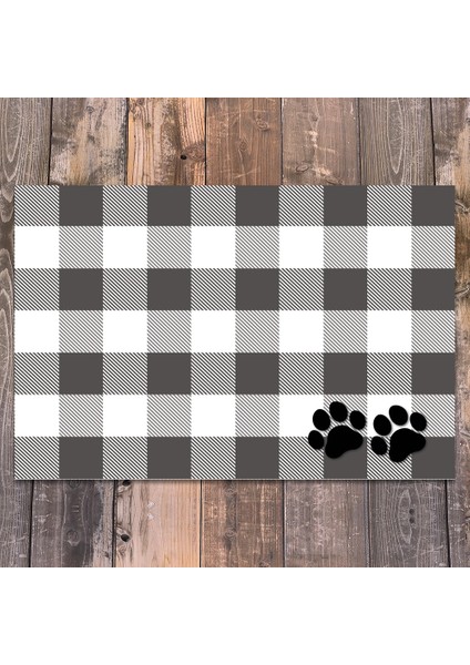 Vinil Kaymaz Tabanlı Keçe Baskılı Evcil Hayvan Pet Mama Paspası 45x75