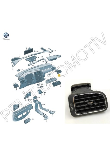Polo (2010-2015) Sağ Ön Havalandırma 6R0819704R 6RF819704C