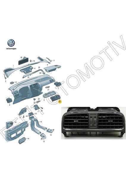 Polo (2010-2015) Ön Göğüs Orta Havalandırma 6R0819728 6RF819728C