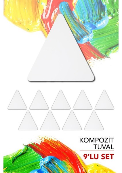 20 cm Üçgen Pres Kompozit Tuval 9'lu Set fiyatları
