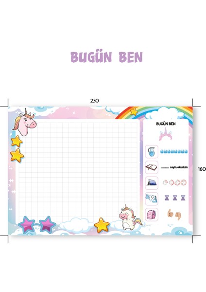 E-OLUR Bugün Ben Sorumluluklarım Defteri, Not Defteri, To Do List, Unicorn Desenli, Üstten Tutkallı modelleri