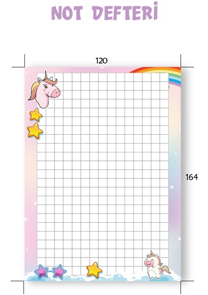 E-OLUR Bugün Ben Sorumluluklarım Defteri, Not Defteri, To Do List, Unicorn Desenli, Üstten Tutkallı fırsatları