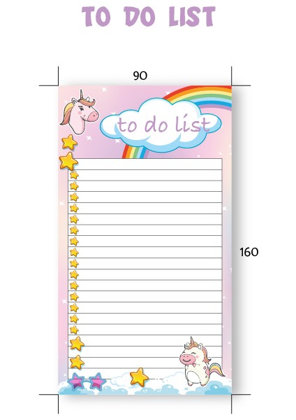 E-OLUR Bugün Ben Sorumluluklarım Defteri, Not Defteri, To Do List, Unicorn Desenli, Üstten Tutkallı indirimleri