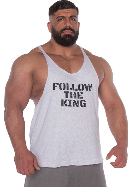 Kingsize Follow The King Antrenman Atleti Ön Baskılı Açık Gri Melanj modelleri