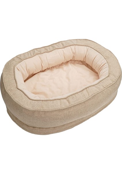 Köpek ve Kedi Yatağı Bej Büyük Boy Ultra Lüx Konforlu Isırmaya Dayanıklı 70 x 54 cm (Orta Boy)