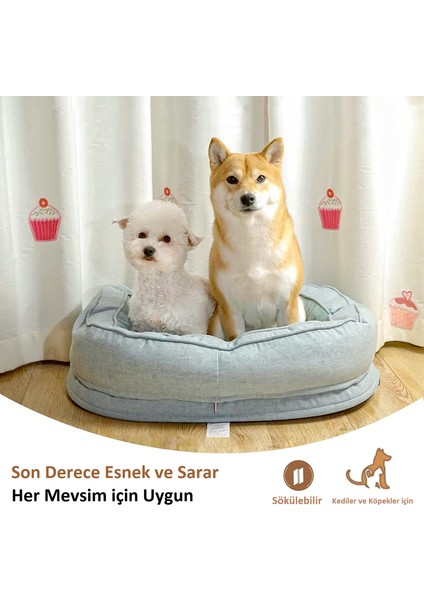 Köpek ve Kedi Yatağı Bej Büyük Boy Ultra Lüx Konforlu Isırmaya Dayanıklı 70 x 54 cm (Orta Boy) fiyatları