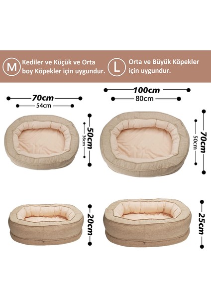 Köpek ve Kedi Yatağı Bej Büyük Boy Ultra Lüx Konforlu Isırmaya Dayanıklı 70 x 54 cm (Orta Boy) fırsatları