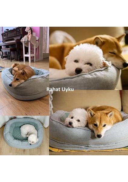 Köpek ve Kedi Yatağı Bej Büyük Boy Ultra Lüx Konforlu Isırmaya Dayanıklı 70 x 54 cm (Orta Boy) indirimleri