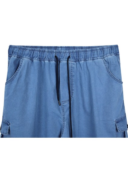 Kargo Cepli Büyük Beden Kot Jogger Pantolon Açık Mavi fiyatları