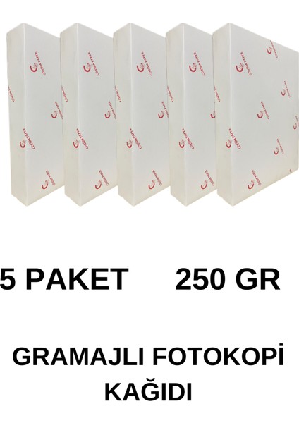 Gramajlı Fotokopi Kağıdı A4 250 gr 5 Paket 625 Yaprak