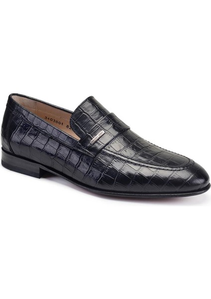 Siyah Kroko Loafer Erkek Ayakkabı -82901-
