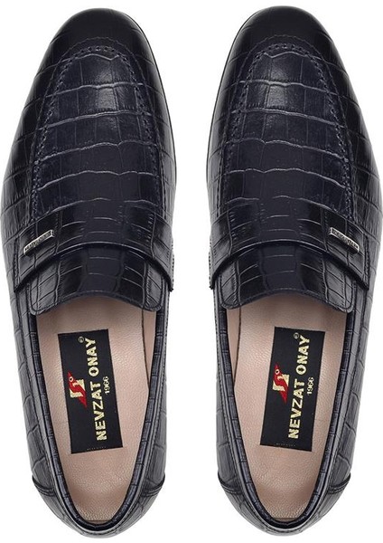 Siyah Kroko Loafer Erkek Ayakkabı -82901-
