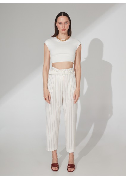 Yüksek Bel Havuç Beyaz - Bej Kadın Pantolon MARGERY modelleri