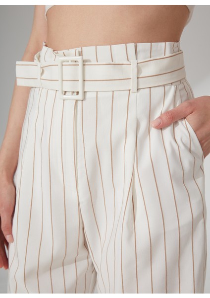 Yüksek Bel Havuç Beyaz - Bej Kadın Pantolon MARGERY indirimleri