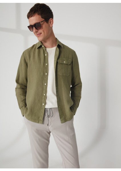 Normal Açık Yeşil Düz Erkek Gömlek M4082A00081388B Shirts Regular fiyatları