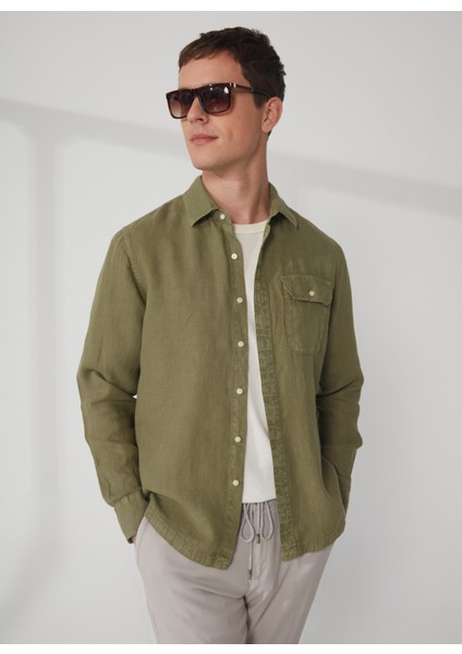 Normal Açık Yeşil Düz Erkek Gömlek M4082A00081388B Shirts Regular fırsatları